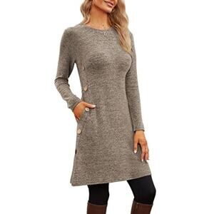 Jar Of Love Long Sleeve Button Side Tunic Dress Size 2XL NWT Gray